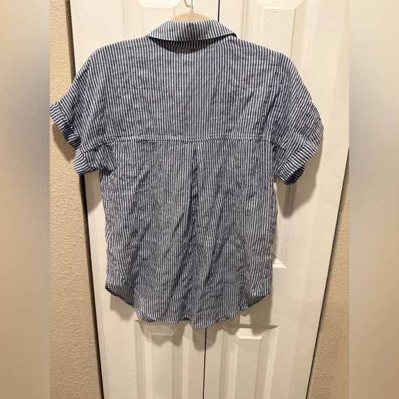 Anthropologie Cloth & Stone Zoe Stripe Button-Up Shirt Grandma Coastal , XS - Picture 4 of 8